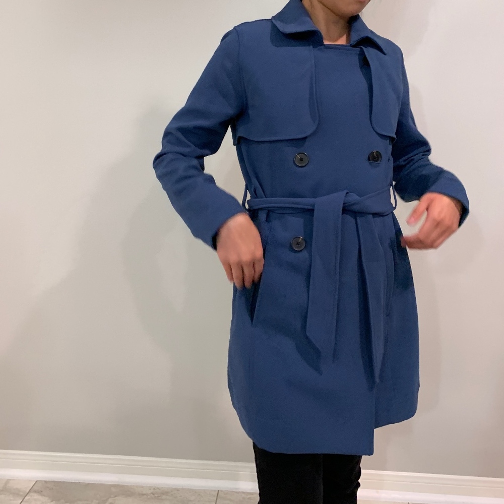 Abercrombie Fitch Drapey Trench Coat Blue XS